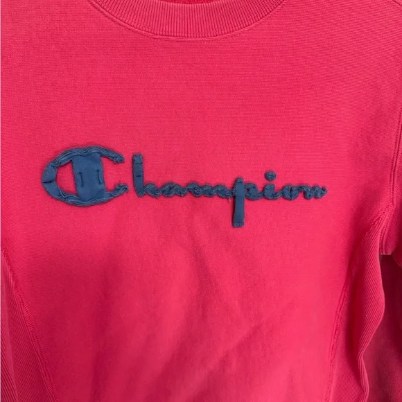 Champion Women's Pink Sweatshirt with Blue Logo in size S - Picture 3 of 9